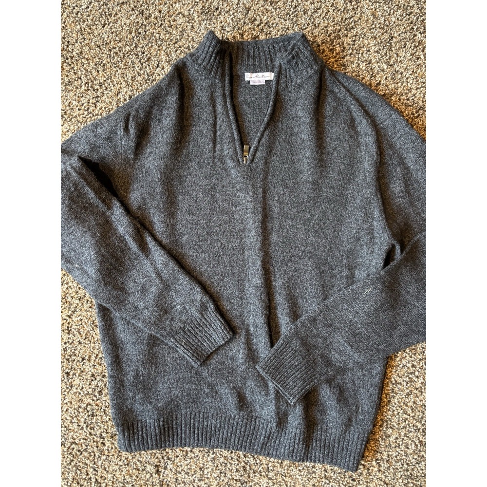 Enya‎ Mantanian Men's 100% Wool Gray 1/4 Zip Sweater XL B8